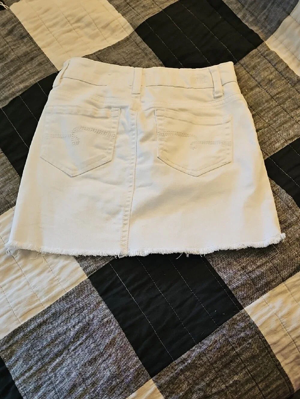 Justice Distressed Denim Skort Duo in White and Rust